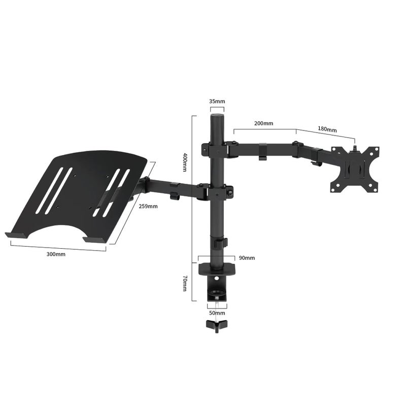 Base Double-Arm Monitor Bracket Computer Monitor Bracket Retractable Rotatable Clamp Type - Image 5